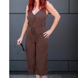 Dress Forum Button Front Stripe Jumpsuit